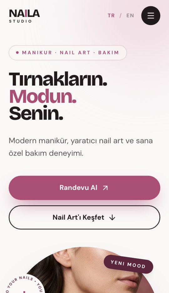 NAILA STUDIO mobil görünümü